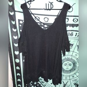 Torrid 3X Elegant Black Cold Shoulder Top